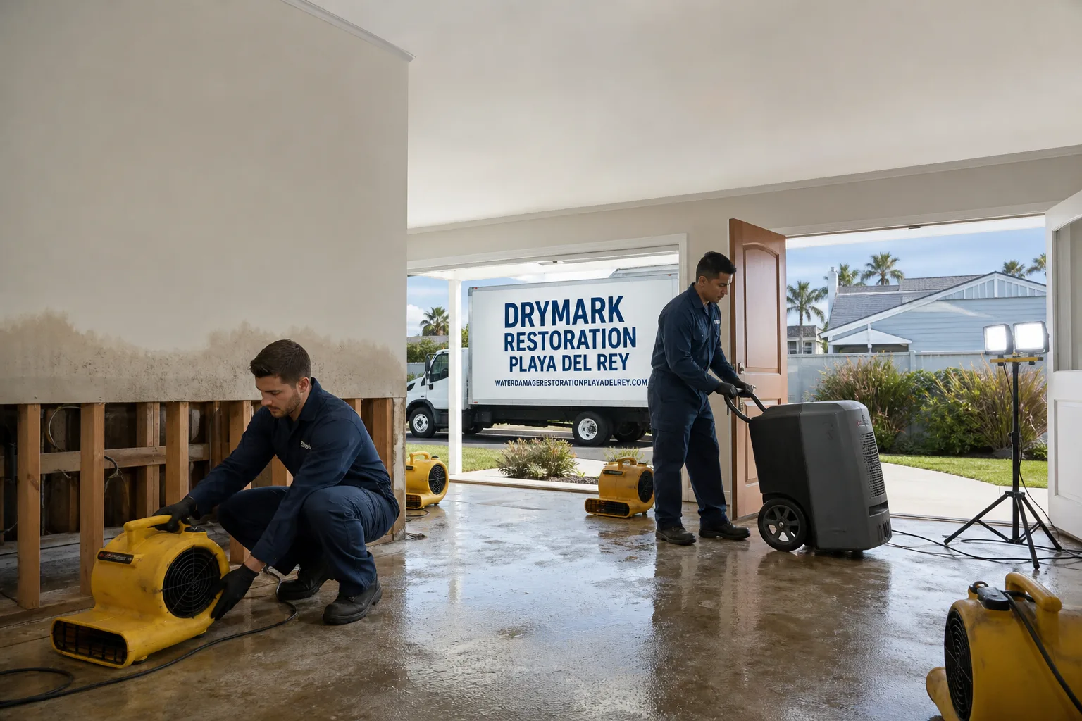 DryMark Restoration Playa del Rey damage restoration service vehicle and crew in Playa del Rey, CA